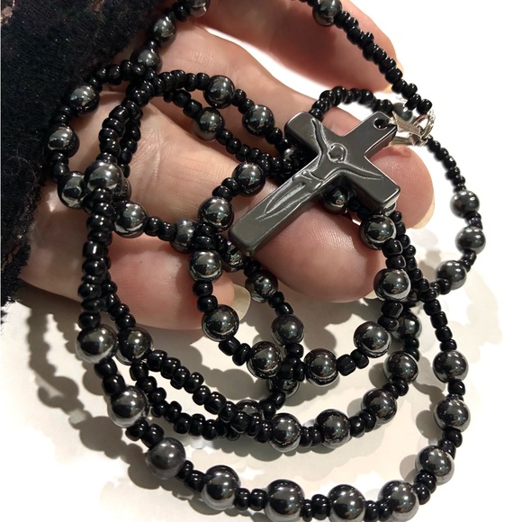 BLACK ROSARY HEMATITE - Picture 3 of 9